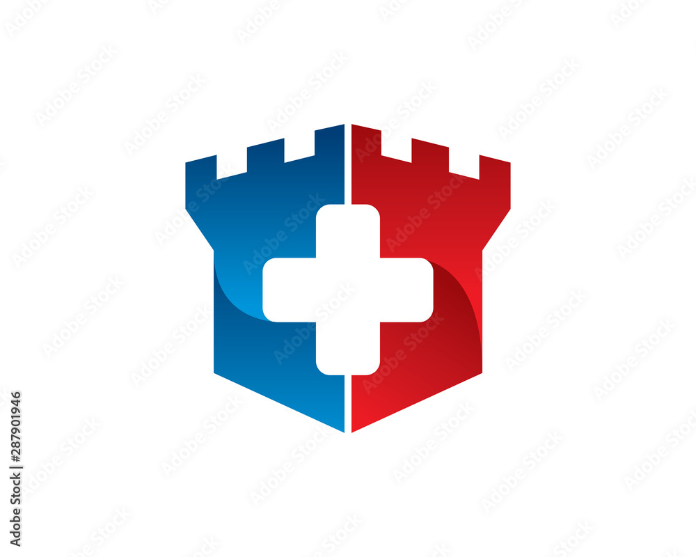 Obraz premium Medical and castle logo symbol or icon template