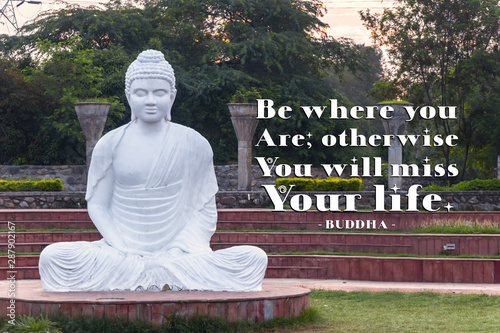 Be where you are; otherwise, you will miss your life - buddha photo