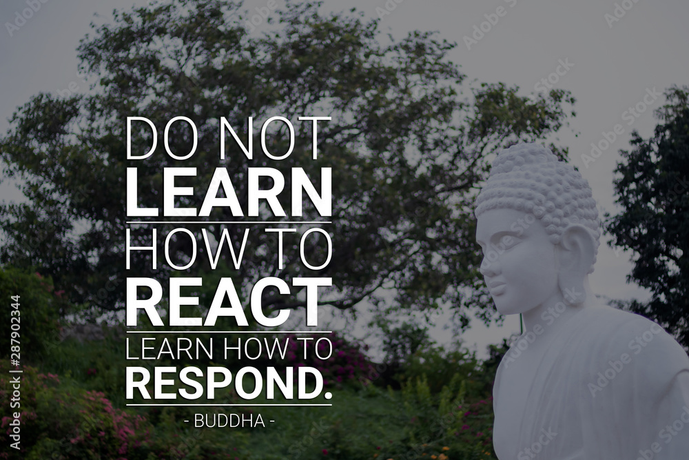 Do not learn how to react learn how to respond - buddha - obrazy, fototapety, plakaty 
