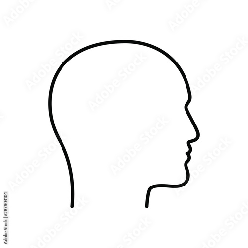 Contour male head graphic icon. Head  man linear sign isolated on white background. Outline profile symbol. Vector illustration