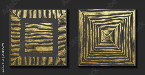Gold, Hand Drawn pattern. Patina scratch golden elements. Vintage abstract illustration. Bright sketch surface.