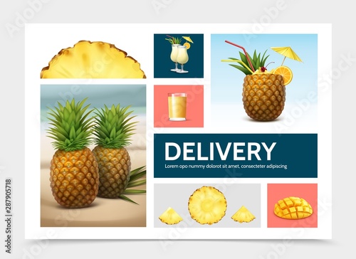 Realistic Pineapple Composition