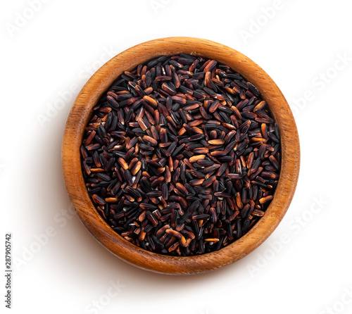Black rice isolated on white background with clipping path