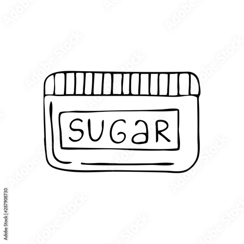 Isolated doodle sugar container.