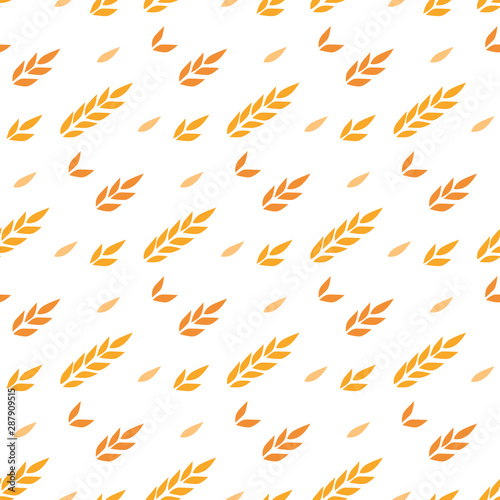 Vector hand drawn illustration. Vector seamless pattern with cereal ears. Botanical hand drawn texture with wheat spikelets.