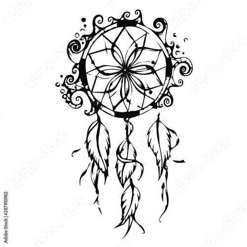 Dreamcatcher. Hand drawn. Vector. On a transparent background.