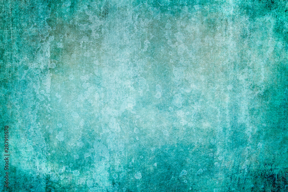 Blue turquoise grungy wall background or texture