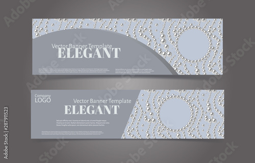 Banner template set with pearl pattern background. Elegant design.