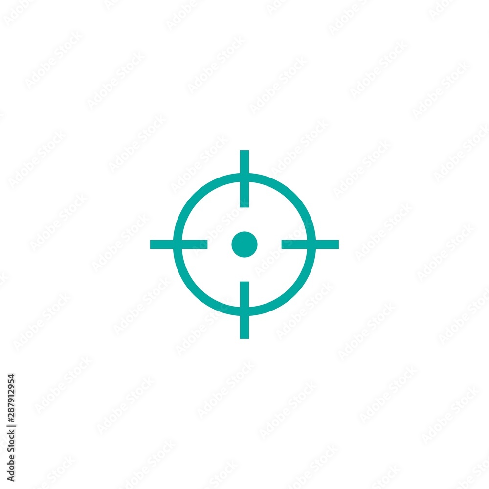 Target crosshair line icon. Flat blue simple pictogram isolated on white. Target crosshair line icon. Flat blue simple pictogram isolated on white.