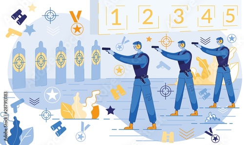 Soldiers Holding Weapons and Shooting into Aims.