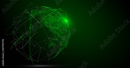 The Earth is made up of digital codes., a sense of science and technology abstract graphics.