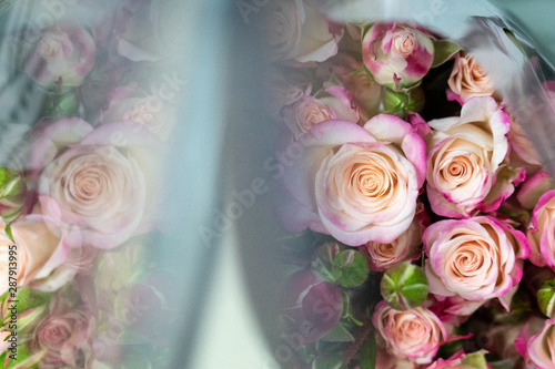 bouquet of roses and creative reflection