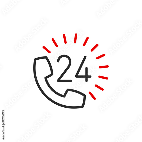 support service technical assistance outline icon. Single high quality outline logo symbol for web design or mobile app. Thin line sign logo. Black and red icon pictogram isolated on white background photo