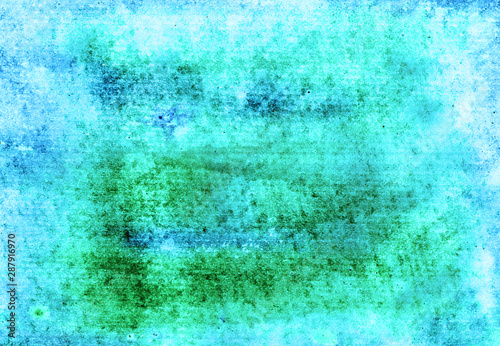 Hand drawn abstract watercolor texture background. Colorful technique aquarelle. Blue, cyan, green, white