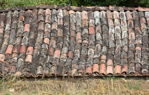old brick tiles on the roof