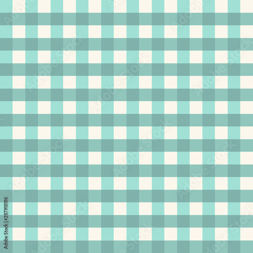 Texture from a cage, seamless pattern. Blue checkered fabric. White and red stripes. Geometric background. Vector