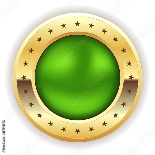 Blank green button with gold border