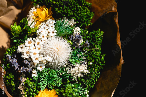 bouquet of dried flowers under the sun