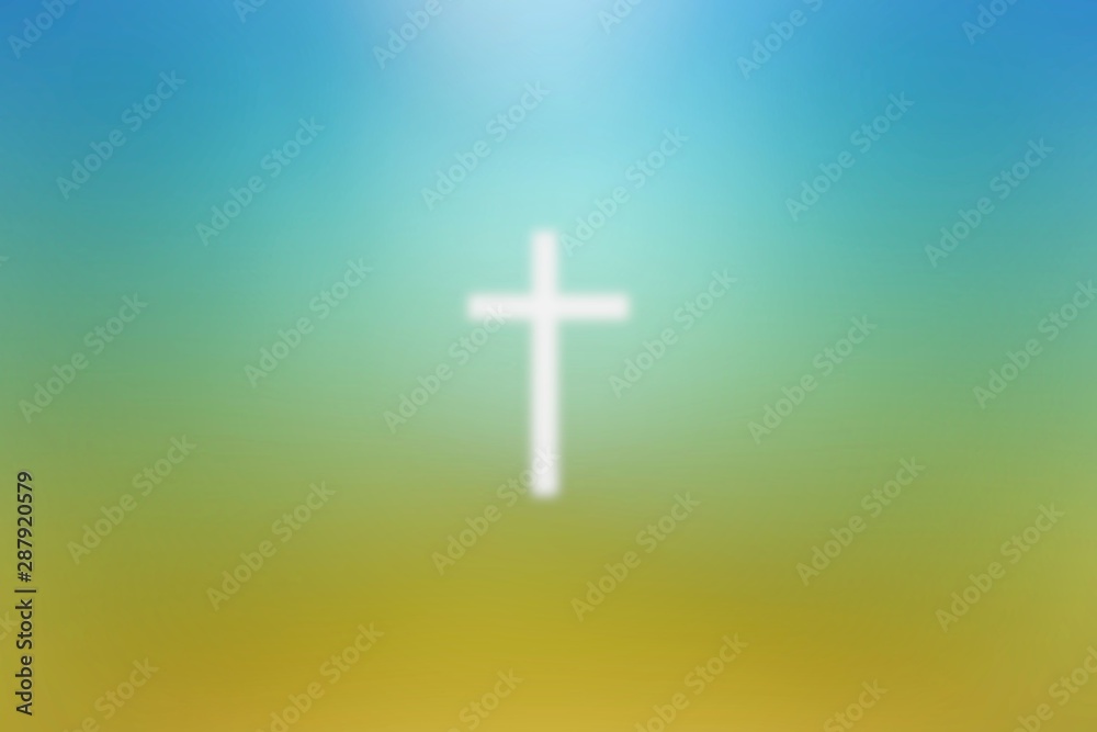 Abstract of Blurred Christ Cross Lighting with Beautiful Gradient Background, Suitable for Christian Religion Concept.