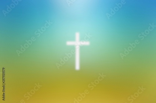 Abstract of Blurred Christ Cross Lighting with Beautiful Gradient Background, Suitable for Christian Religion Concept.