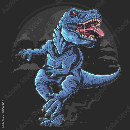 T-REX DINOSAURS RAGE ANGRY VECTOR ARTWORK
