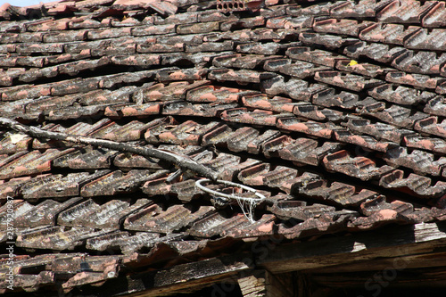 old brick tiles on the roof © Kybele