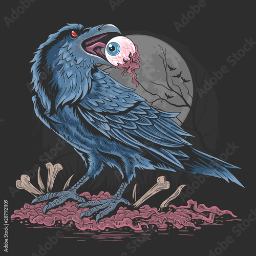 CROW BIRD EAT EYES ARTWORK VECTOR