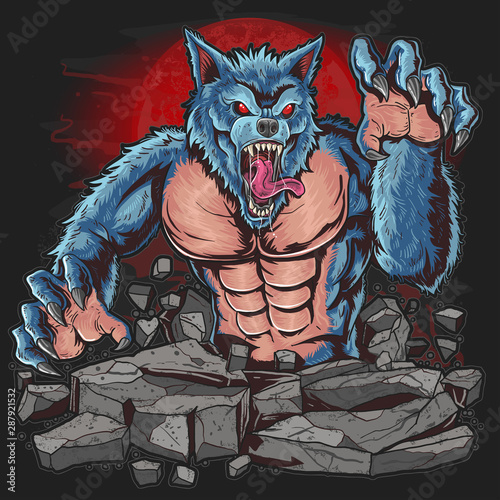 Warewolf Dark Night Horor Ware Wolf artwork vector 