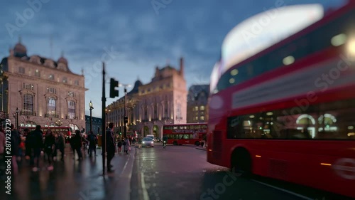 Piccadilly Circus at dusk on a wet night. Tilt/Shift Effect photo
