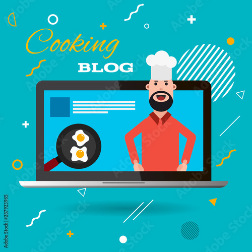 Color flat cooking blog  poster  design eps 10 vector