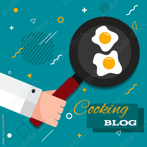 pan cook blog hand menu minimal flat  design eps 10 vector