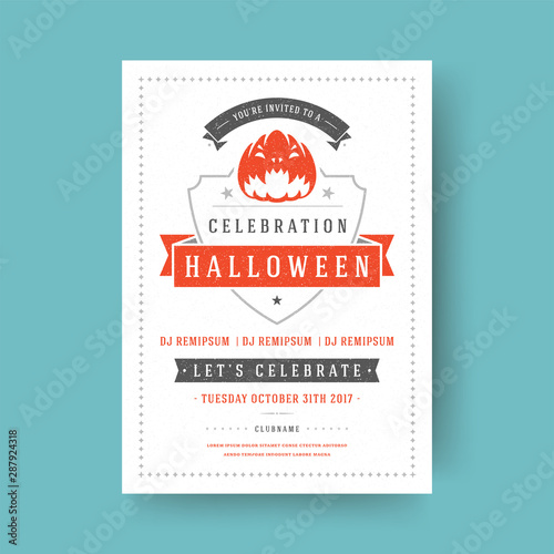 Halloween party flyer celebration night party poster design vintage typography template vector illustration