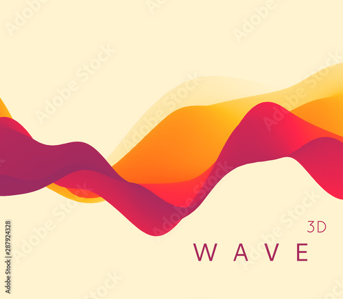 Abstract wavy background with modern gradient colors. Trendy liquid design. Motion sound wave. Vector illustration for banners, flyers and presentation.
