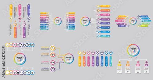 Set Of Infographics Elements Vector Design Template. Business Data Visualization Infographics Timeline with Marketing Icons most useful can be used for info graph, presentations, process, diagrams, an