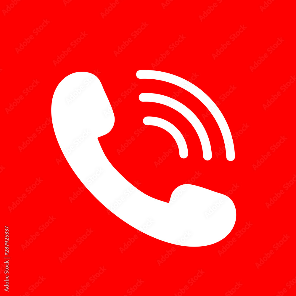 White phone icon vector on red background. Vector illustration White phone icon vector on red background. Vector illustration