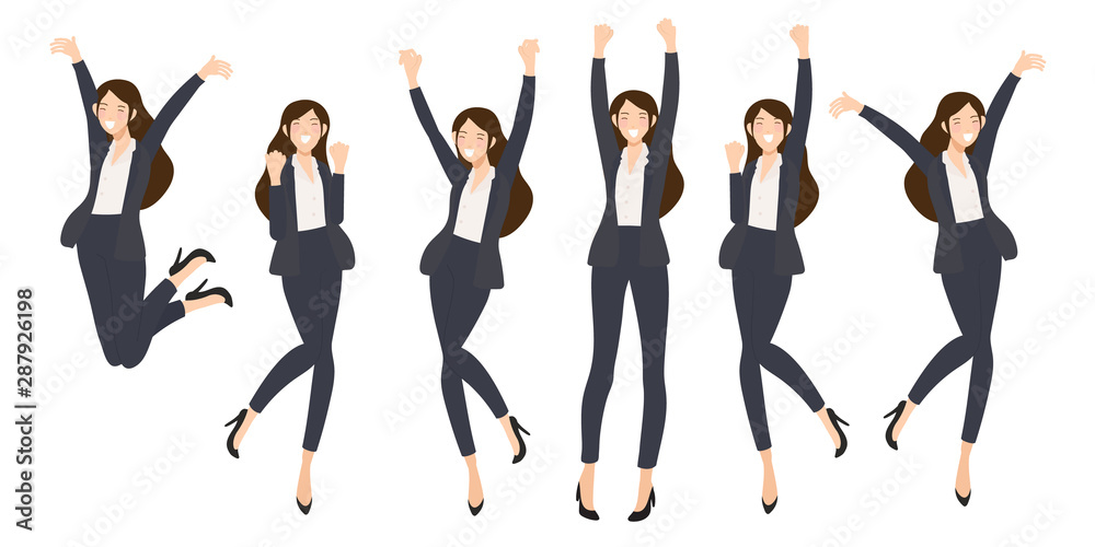success happy business woman on white background isolated eps10 vectors illustration