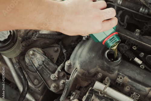 replacing engine oil in a car