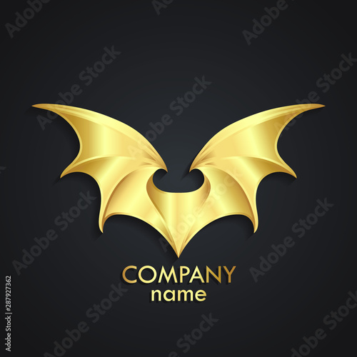 bat od dragon wings stylized golden logo