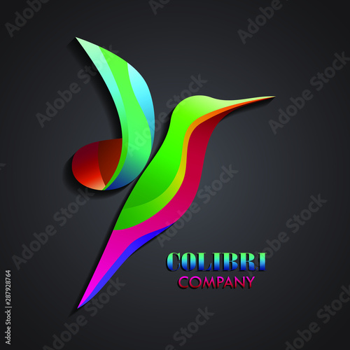 colorful colibri  logo design