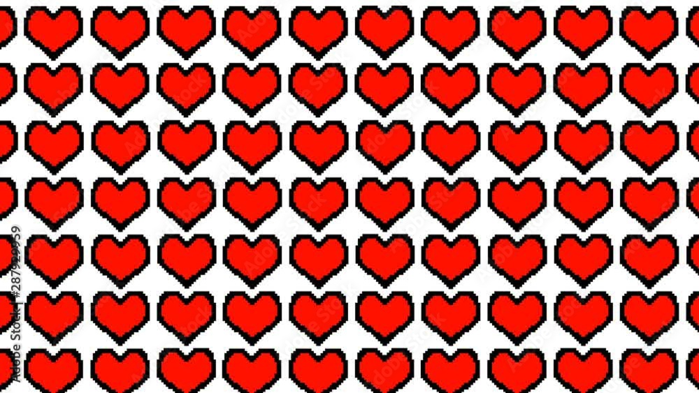 Social media red and black heart moving effects 2d animation background