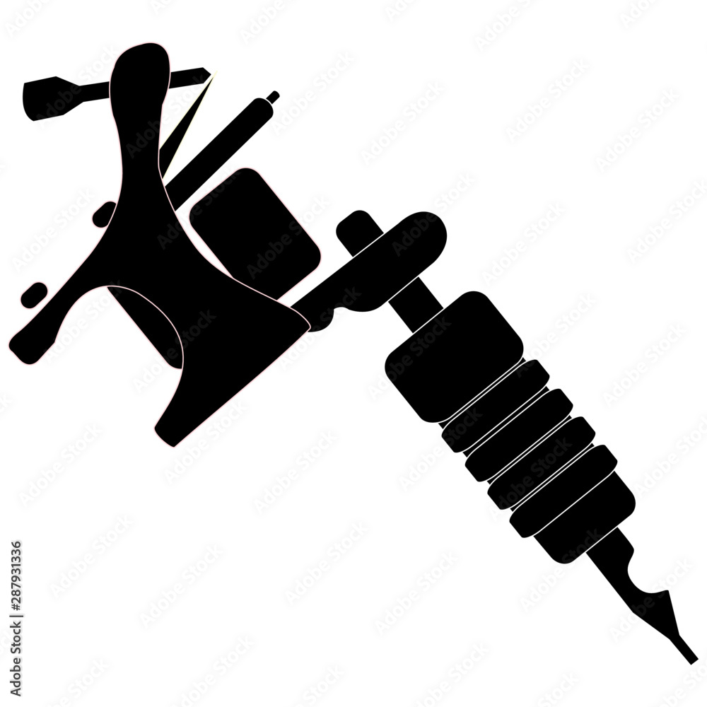 Tattoo Machine vector illustration (B&W) Stock Vector | Adobe Stock