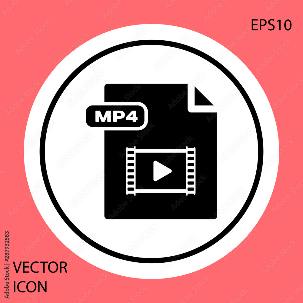 Black MP4 file document. Download mp4 button icon isolated on red  background. MP4 file symbol. White circle button. Vector Illustration Stock  Vector | Adobe Stock