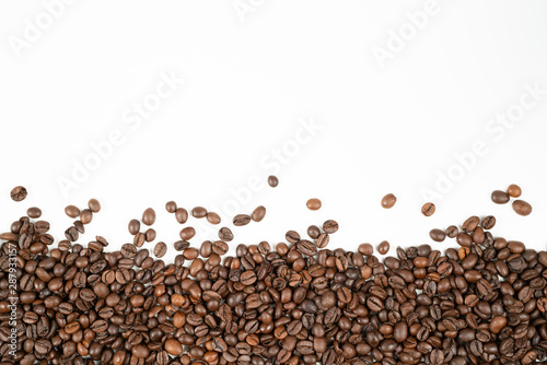 Coffee beans frame with beans at the bottom