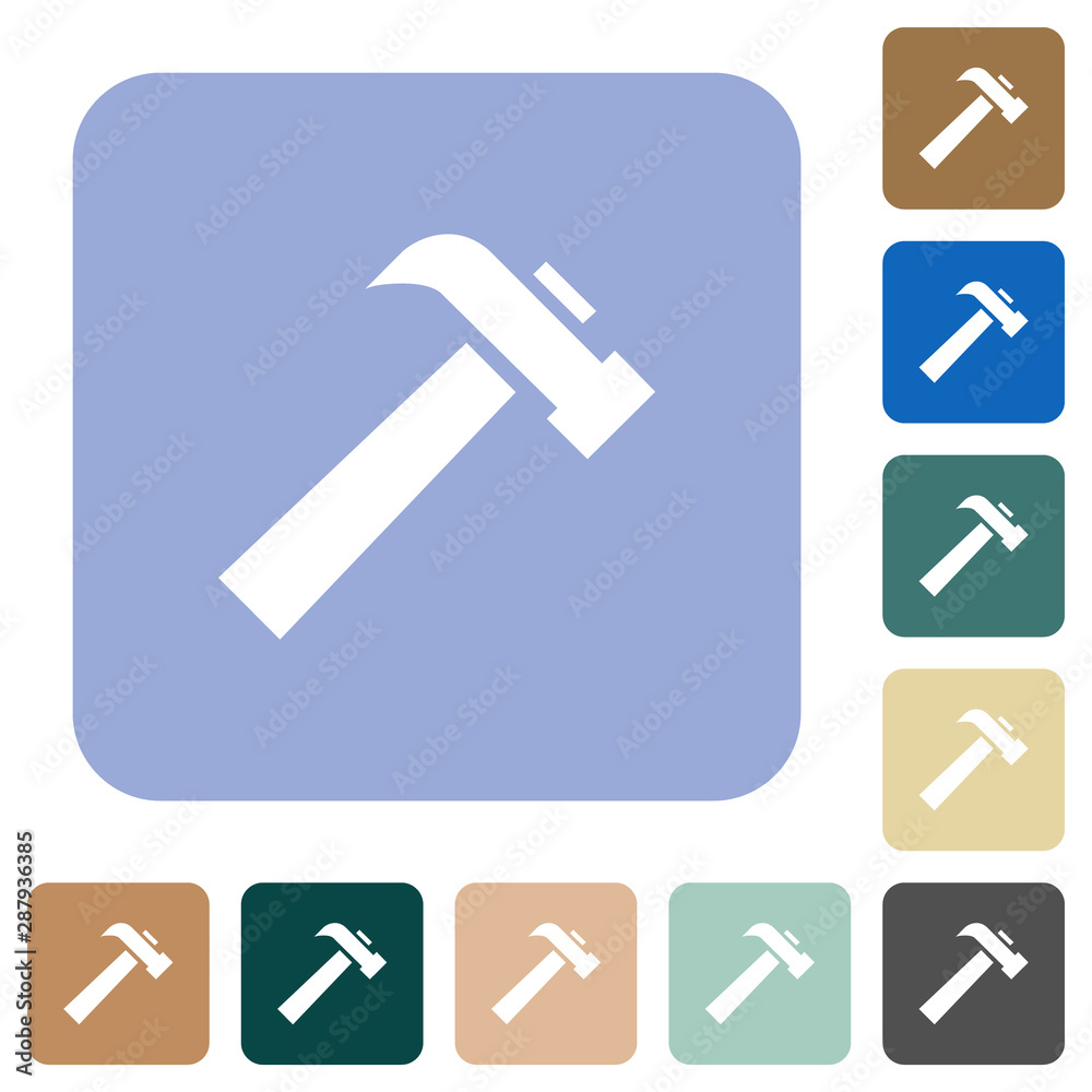 Old hammer rounded square flat icons Old hammer rounded square flat icons