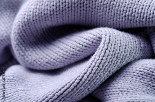 Blue gray warm knited material fabric sweater texture blur background