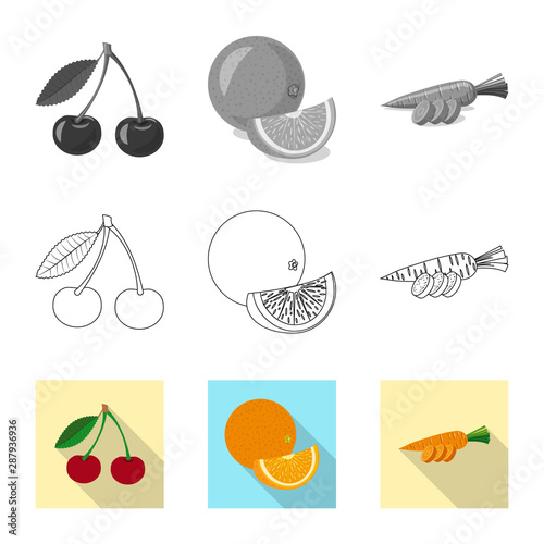 Vector design of vegetable and fruit sign. Collection of vegetable and vegetarian stock vector illustration.