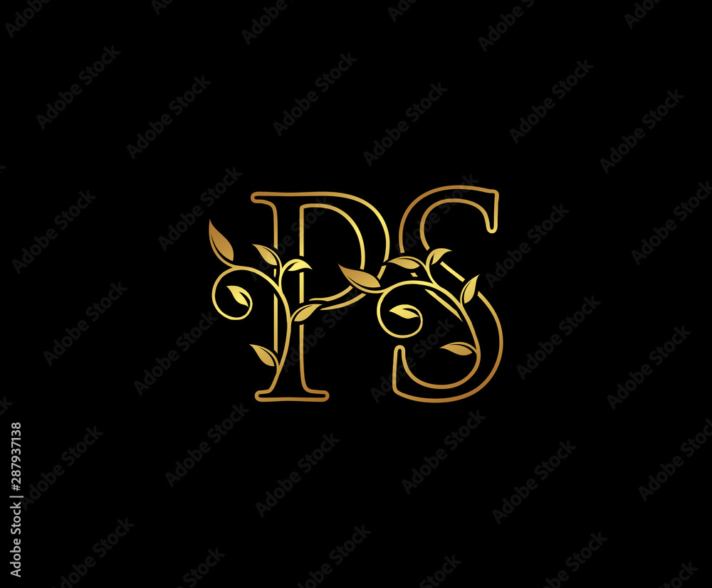 Initial letter P and S, PS, Gold Logo Icon, classy gold letter monogram  logo icon suitable for boutique,restaurant, wedding service, hotel or  business identity. Stock Vector