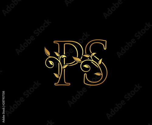 Initial letter P and S, PS, Gold Logo Icon, classy gold letter monogram logo icon suitable for boutique,restaurant, wedding service, hotel or business identity.