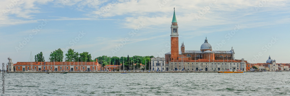 Panoramic view of Venice from the sea. Italy