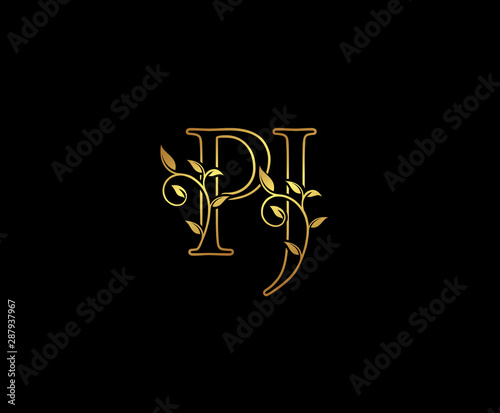 Initial letter P and J, PJ, Gold Logo Icon, classy gold letter monogram logo icon suitable for boutique,restaurant, wedding service, hotel or business identity.
